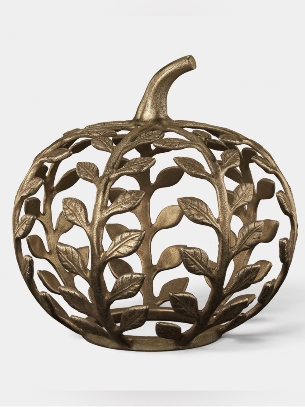 Round Metal Fall Botanical Pumpkin Gold - Threshold